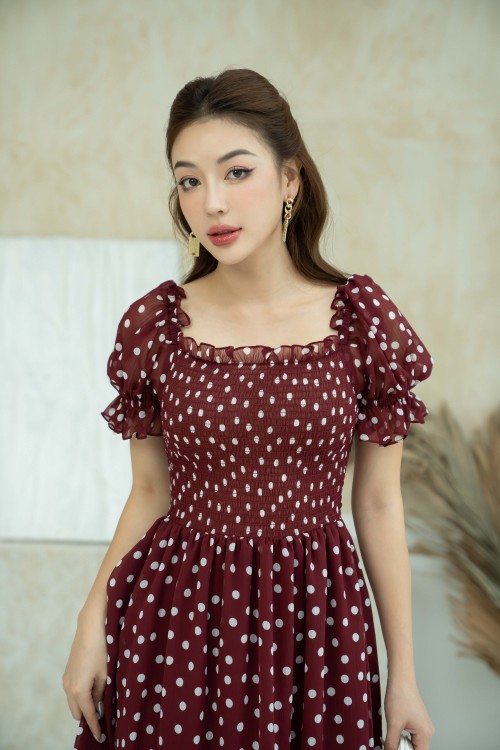 Sixdo Polka Dot Midi Voile Dress 1